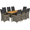 Image de vidaXL - 9-delige - Bistroset - met - kussens - poly - rattan - grijs