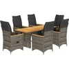 Image de vidaXL - 7-delige - Bistroset - met - kussens - poly - rattan - grijs