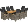 Image de vidaXL - 9-delige - Bistroset - met - kussens - poly - rattan - grijs