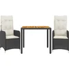 Image de vidaXL - 3-delige - Bistroset - met - kussens - poly - rattan - zwart