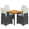 Image de vidaXL - 5-delige - Bistroset - met - kussens - poly - rattan - zwart
