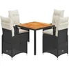 Image de vidaXL - 5-delige - Bistroset - met - kussens - poly - rattan - zwart