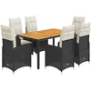 Image de vidaXL - 7-delige - Bistroset - met - kussens - poly - rattan - zwart