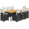 Image de vidaXL - 9-delige - Bistroset - met - kussens - poly - rattan - zwart