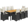 Image de vidaXL - 9-delige - Bistroset - met - kussens - poly - rattan - zwart
