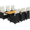 Image de vidaXL - 7-delige - Bistroset - met - kussens - poly - rattan - zwart