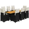 Image de vidaXL - 9-delige - Bistroset - met - kussens - poly - rattan - zwart
