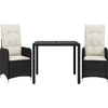 Image de vidaXL - 3-delige - Bistroset - met - kussens - poly - rattan - zwart