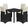 Image de vidaXL - 5-delige - Bistroset - met - kussens - poly - rattan - zwart