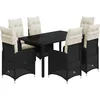 Image de vidaXL - 7-delige - Bistroset - met - kussens - poly - rattan - zwart