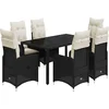 Image de vidaXL - 7-delige - Bistroset - met - kussens - poly - rattan - zwart