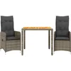 Image de vidaXL - 3-delige - Bistroset - met - kussens - poly - rattan - grijs