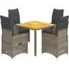 Image de vidaXL - 5-delige - Bistroset - met - kussens - poly - rattan - grijs
