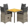 Image de vidaXL - 5-delige - Bistroset - met - kussens - poly - rattan - grijs