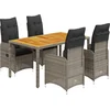 Image de vidaXL - 5-delige - Bistroset - met - kussens - poly - rattan - grijs