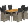 Image de vidaXL - 7-delige - Bistroset - met - kussens - poly - rattan - grijs