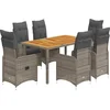 Image de vidaXL - 7-delige - Bistroset - met - kussens - poly - rattan - grijs