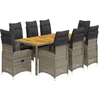 Image de vidaXL - 9-delige - Bistroset - met - kussens - poly - rattan - grijs