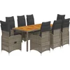 Image de vidaXL - 9-delige - Bistroset - met - kussens - poly - rattan - grijs
