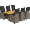 Image de vidaXL - 7-delige - Bistroset - met - kussens - poly - rattan - grijs