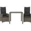 Image de vidaXL - 3-delige - Bistroset - met - kussens - poly - rattan - grijs