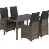 Image de vidaXL - 5-delige - Bistroset - met - kussens - poly - rattan - grijs