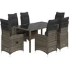 Image de vidaXL - 7-delige - Bistroset - met - kussens - poly - rattan - grijs