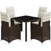 Image de vidaXL - 5-delige - Bistroset - met - kussens - poly - rattan - bruin