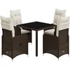 Image de vidaXL - 5-delige - Bistroset - met - kussens - poly - rattan - bruin