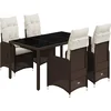 Image de vidaXL - 5-delige - Bistroset - met - kussens - poly - rattan - bruin