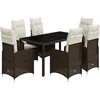 Image de vidaXL - 7-delige - Bistroset - met - kussens - poly - rattan - bruin
