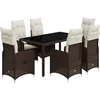 Image de vidaXL - 7-delige - Bistroset - met - kussens - poly - rattan - bruin