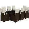 Image de vidaXL - 9-delige - Bistroset - met - kussens - poly - rattan - bruin