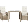 Image de vidaXL - 3-delige - Bistroset - met - kussens - poly - rattan - beige