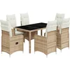 Image de vidaXL - 7-delige - Bistroset - met - kussens - poly - rattan - beige
