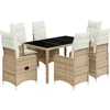 Image de vidaXL - 7-delige - Bistroset - met - kussens - poly - rattan - beige