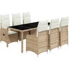 Image de vidaXL - 7-delige - Bistroset - met - kussens - poly - rattan - beige