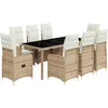Image de vidaXL - 9-delige - Bistroset - met - kussens - poly - rattan - beige