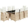 Image de vidaXL - 9-delige - Bistroset - met - kussens - poly - rattan - beige