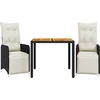Image de vidaXL - 3-delige - Bistroset - met - kussens - poly - rattan - zwart