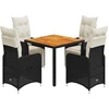 Image de vidaXL - 5-delige - Bistroset - met - kussens - poly - rattan - zwart