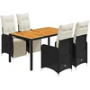Image de vidaXL - 5-delige - Bistroset - met - kussens - poly - rattan - zwart