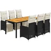 Image de vidaXL - 7-delige - Bistroset - met - kussens - poly - rattan - zwart