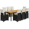 Image de vidaXL - 9-delige - Bistroset - met - kussens - poly - rattan - zwart