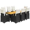 Image de vidaXL - 9-delige - Bistroset - met - kussens - poly - rattan - zwart