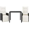 Image de vidaXL - 3-delige - Bistroset - met - kussens - poly - rattan - zwart