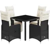 Image de vidaXL - 5-delige - Bistroset - met - kussens - poly - rattan - zwart