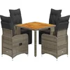 Image de vidaXL - 5-delige - Bistroset - met - kussens - poly - rattan - grijs