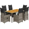 Image de vidaXL - 7-delige - Bistroset - met - kussens - poly - rattan - grijs