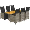 Image de vidaXL - 7-delige - Bistroset - met - kussens - poly - rattan - grijs